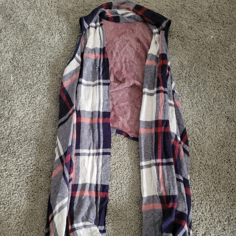 Plaid flannel vest